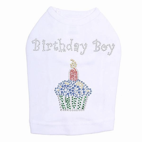 Blue Cupcake Rhinestone Dog Tank