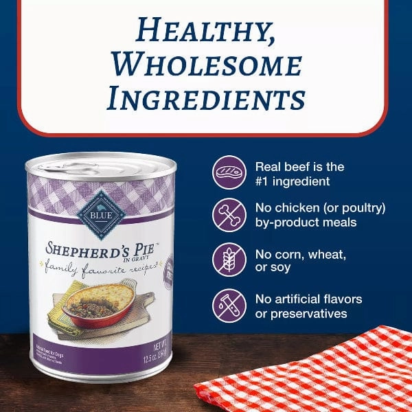 BLUE Family Favorite Recipes Shepherd's Pie In Gravy Recipe Canned Dog Food