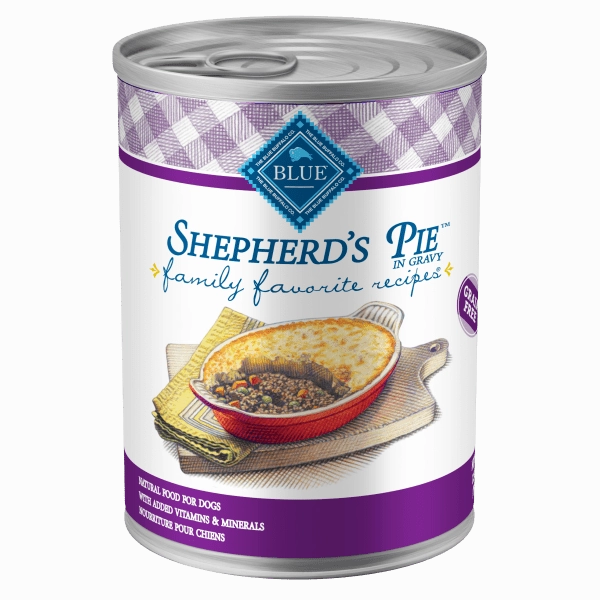 BLUE Family Favorite Recipes Shepherd's Pie In Gravy Recipe Canned Dog Food
