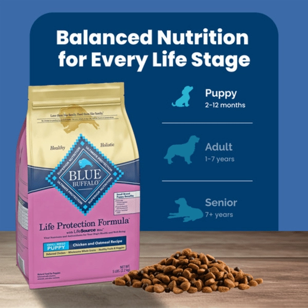 BLUE Life Protection Formula Small Breed Chicken & Oatmeal Recipe Dry Puppy Food, 6lb