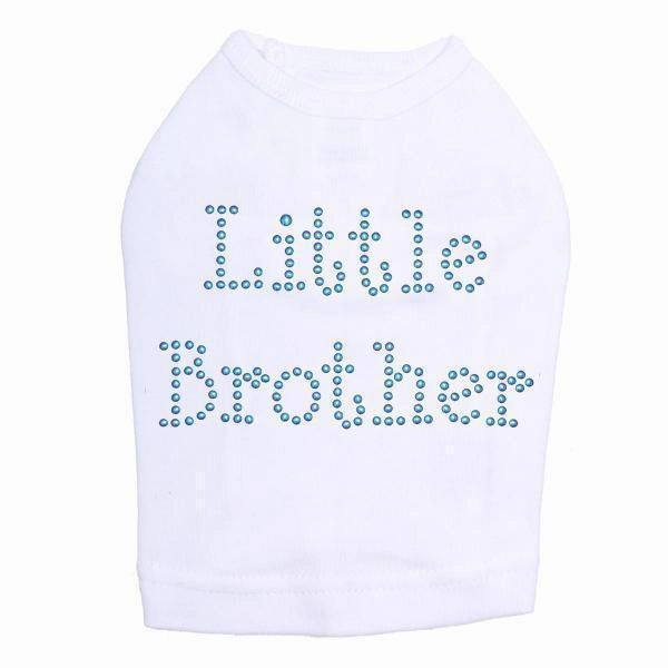Blue Little Brother Rhinestone Dog Tank