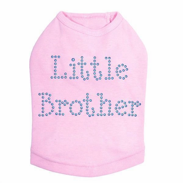 Blue Little Brother Rhinestone Dog Tank