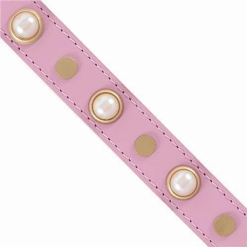 Boho Pearl Pink Leather Dog Collar