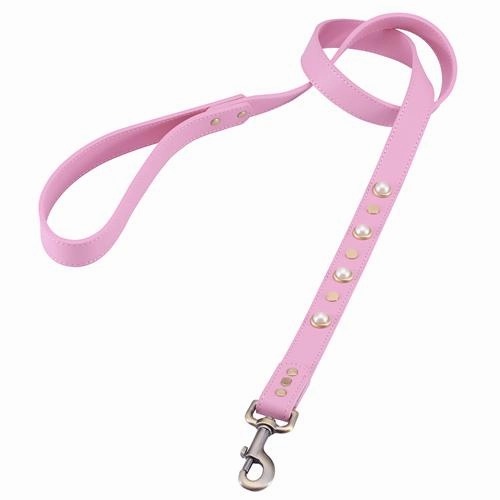 Boho Pearl Pink Leather Dog Leash