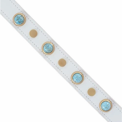 Boho White Leather Dog Collar