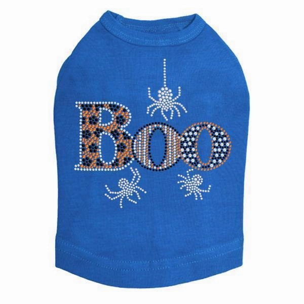 Boo With Silver Spiders Rhinestone Dog Tank