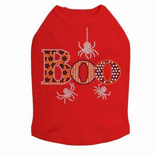 Boo With Silver Spiders Rhinestone Dog Tank