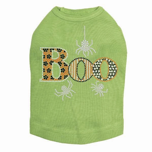 Boo With Silver Spiders Rhinestone Dog Tank