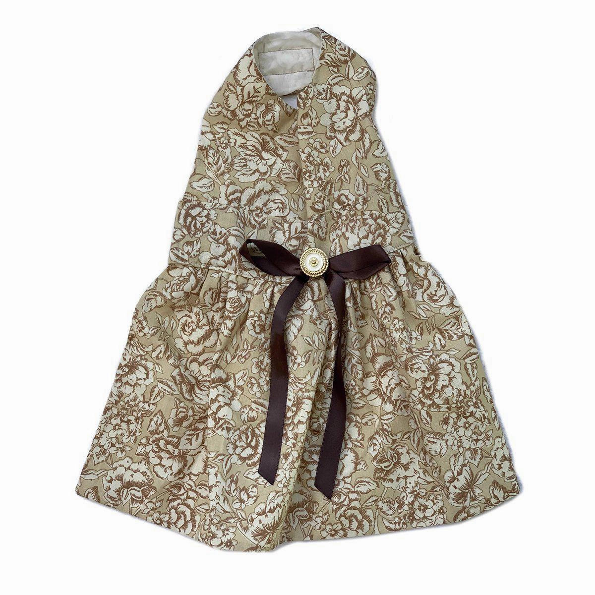 Brown Roses Dog Dress 13.5"