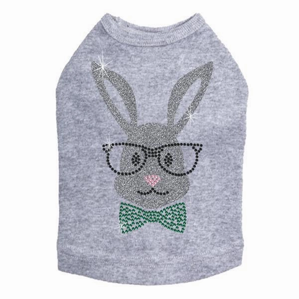 Bunny With Glasses Rhinestone Dog Tank