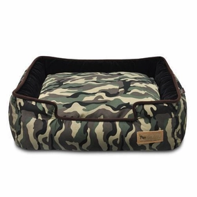 Camouflage Lounge Dog Bed Army Green Camo/Chocolate