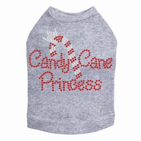 Candy Cane Princess Rhinestone Dog Tank