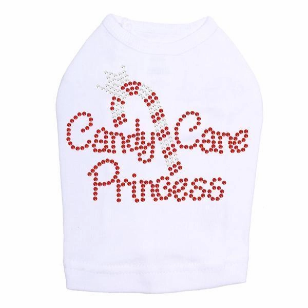 Candy Cane Princess Rhinestone Dog Tank