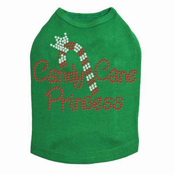 Candy Cane Princess Rhinestone Dog Tank