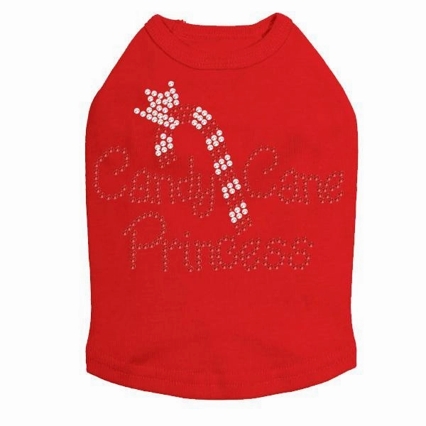 Candy Cane Princess Rhinestone Dog Tank
