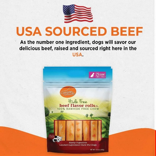 Canine Naturals Hide Free Beef Rolls Dog Chew