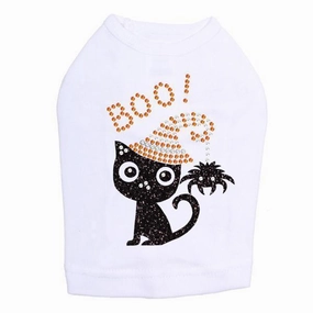 Cat With Spider Hat Rhinestone Dog Tank