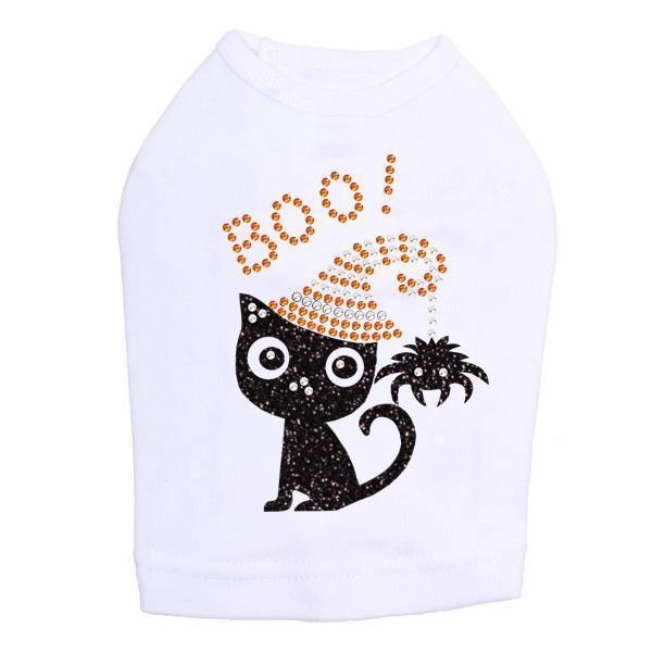 Cat With Spider Hat Rhinestone Dog Tank