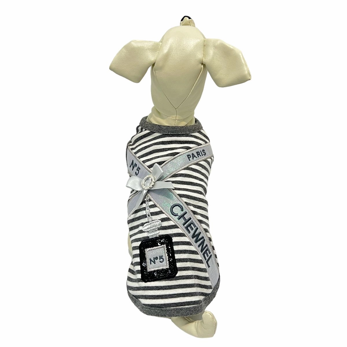Chewnel No. 5 Perfume Sequin Dog Tank Charcoal