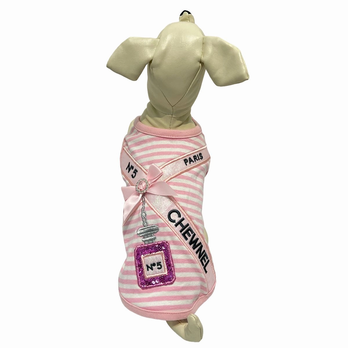 Chewnel No. 5 Perfume Sequin Dog Tank Pink