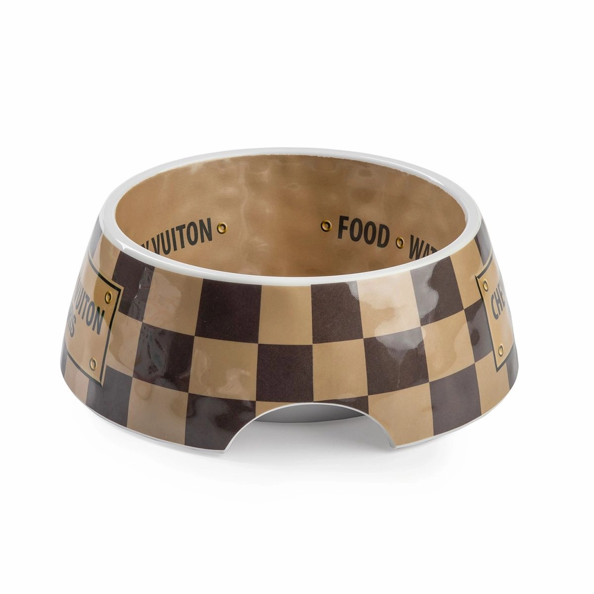 Chewy Vuiton Checker Dog Bowl Set Of Two