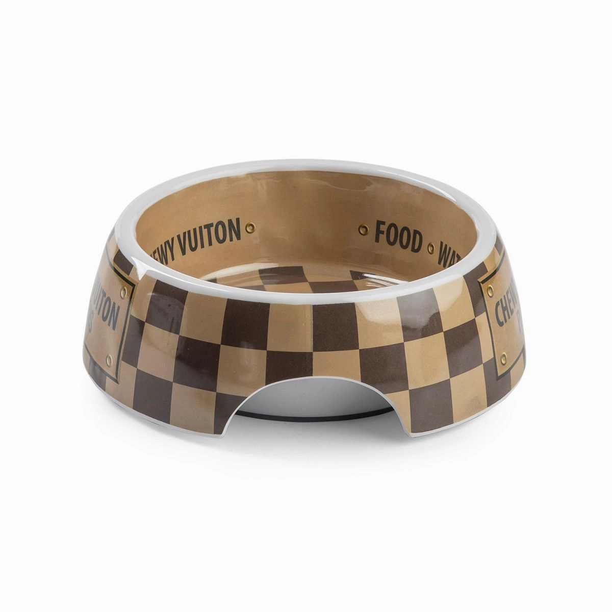Chewy Vuiton Checker Dog Bowl Set Of Two
