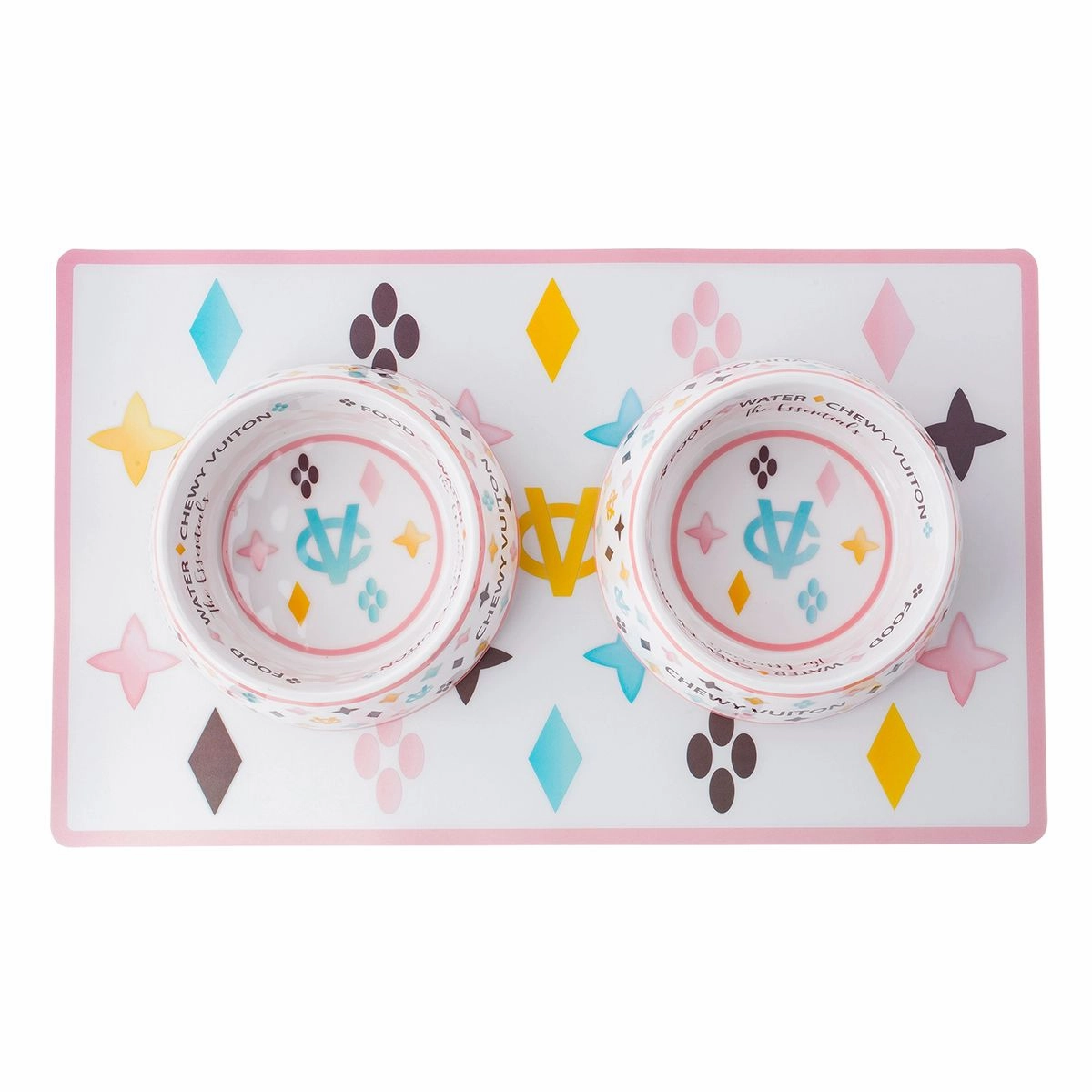 Chewy Vuiton White Dog Placemat