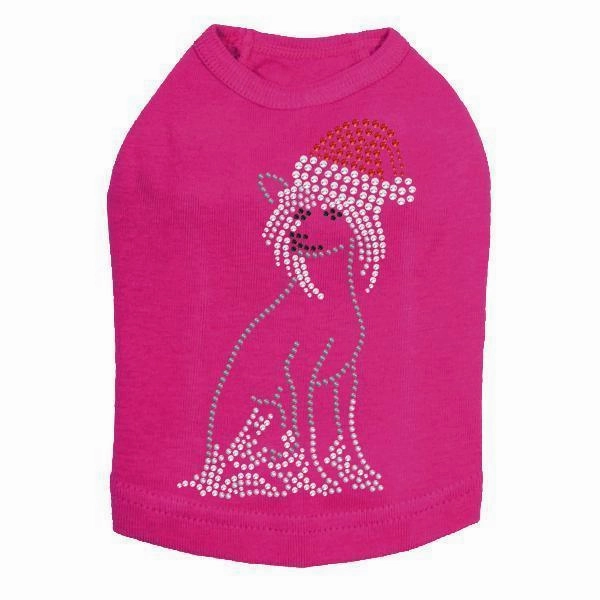 Chinese Crested Santa Rhinestone Dog Tank