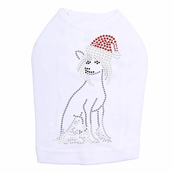 Chinese Crested Santa Rhinestone Dog Tank