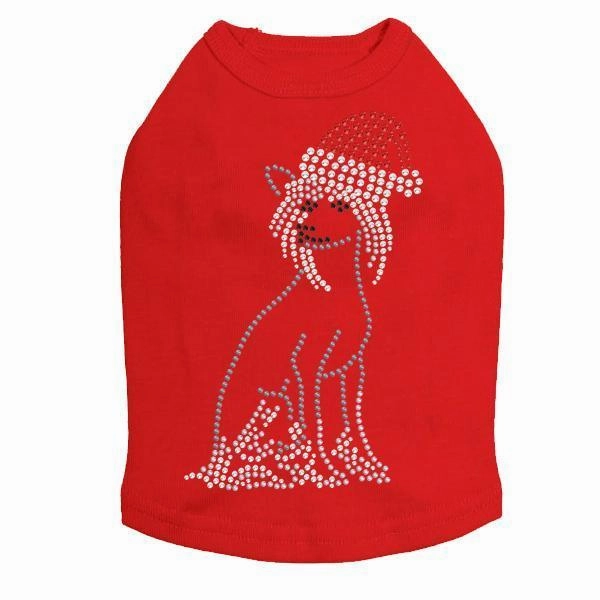 Chinese Crested Santa Rhinestone Dog Tank