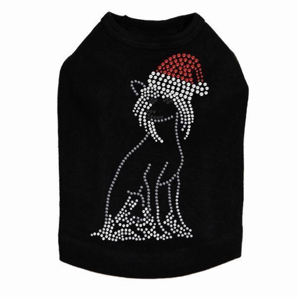 Chinese Crested Santa Rhinestone Dog Tank