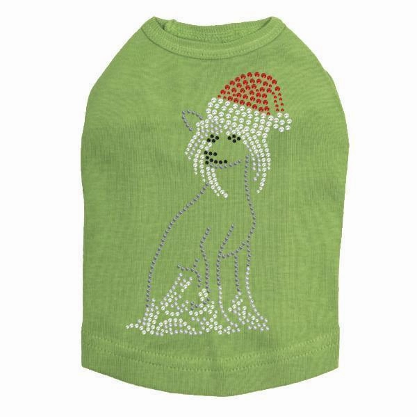 Chinese Crested Santa Rhinestone Dog Tank