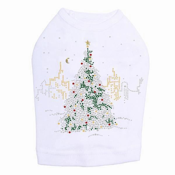 Christmas Tree In The City Rhinestone Dog Tank