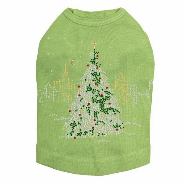Christmas Tree In The City Rhinestone Dog Tank