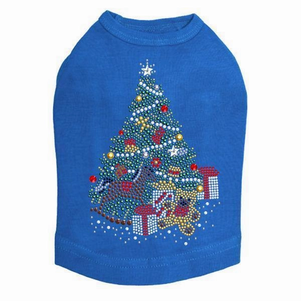Christmas Tree Teddy Bear Rhinestone Dog Tank