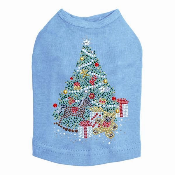 Christmas Tree Teddy Bear Rhinestone Dog Tank