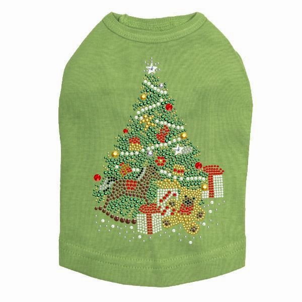 Christmas Tree Teddy Bear Rhinestone Dog Tank