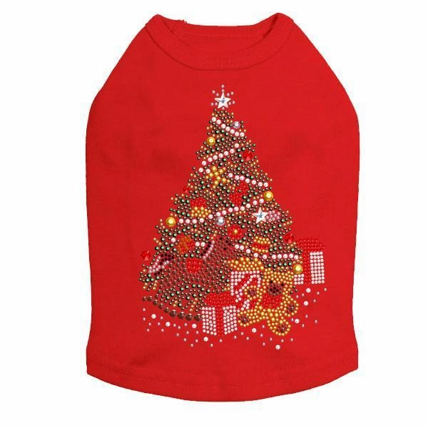 Christmas Tree Teddy Bear Rhinestone Dog Tank