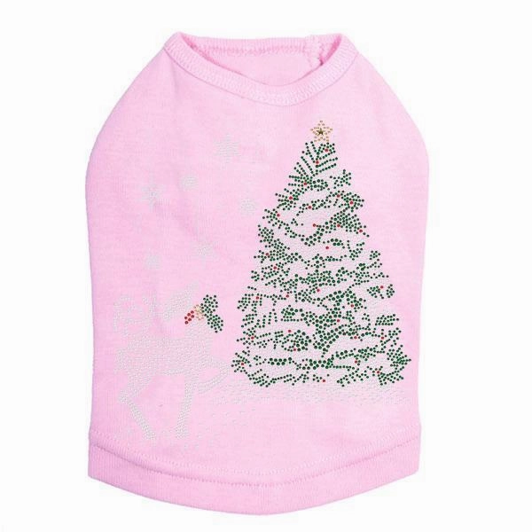 Christmas Tree With Reindeer Rhinestone Dog Tank