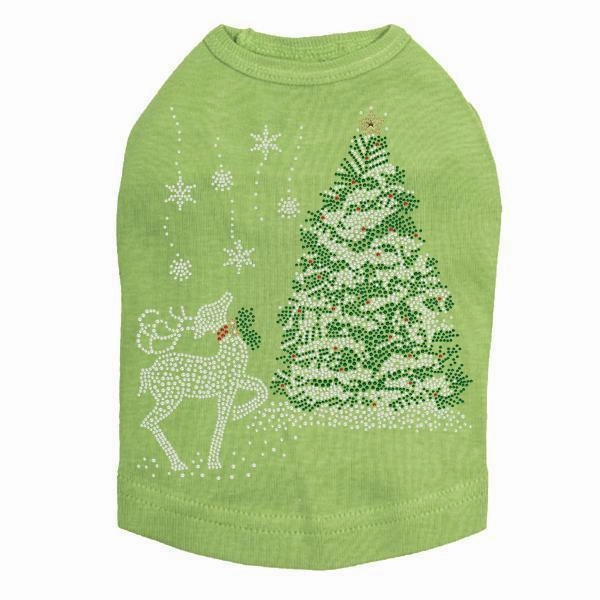 Christmas Tree With Reindeer Rhinestone Dog Tank