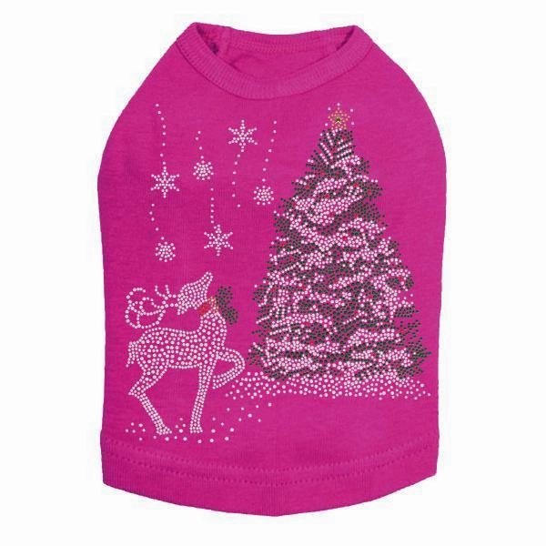Christmas Tree With Reindeer Rhinestone Dog Tank