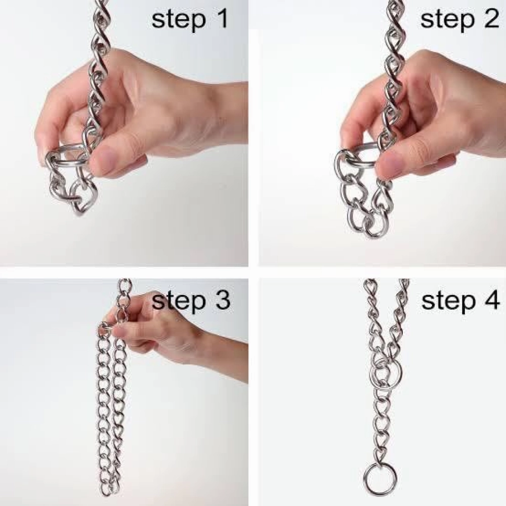 Chullbull Adjustable and Durable Chrome Plated Chain Leash and Choke Collar for Dogs
