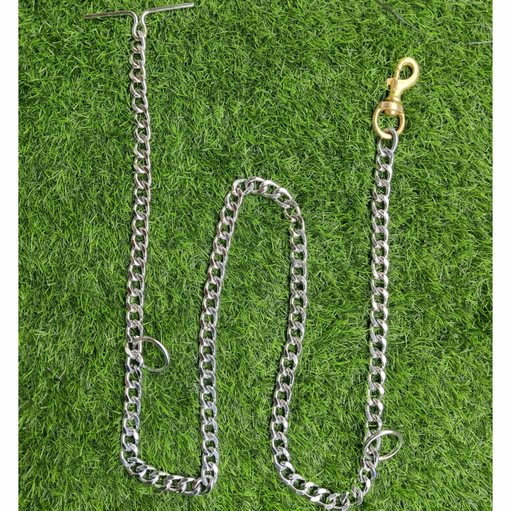 Chullbull Heavy Duty Brass Chain Leash for Dogs (Silver)