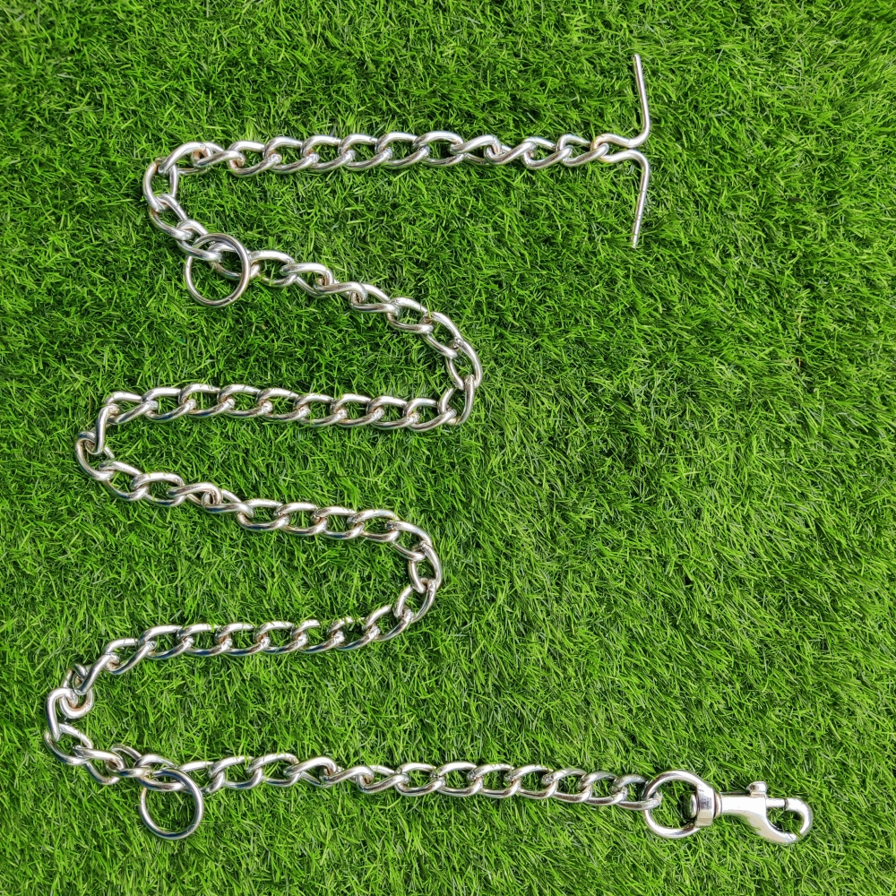 Chullbull Heavy Duty Chain Leash for Dogs (Silver)