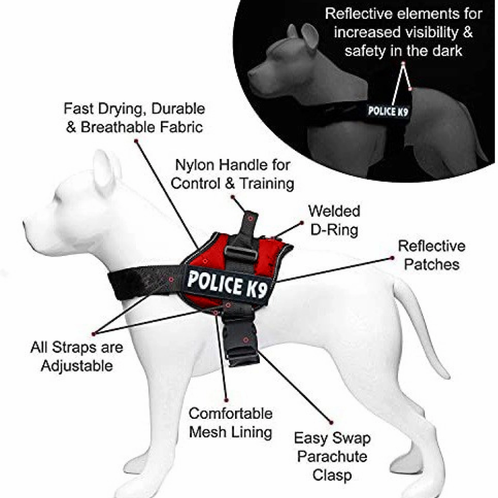 Chullbull K9 Police Buckle Harness for Dogs (Red)