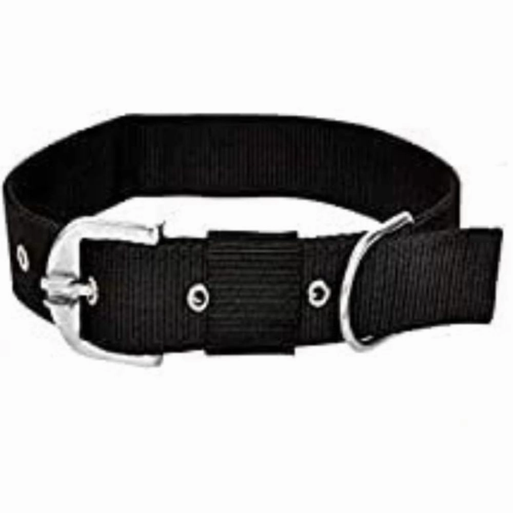 Chullbull Nylon Collar and Heavy Chain Leash for Dogs (Black)