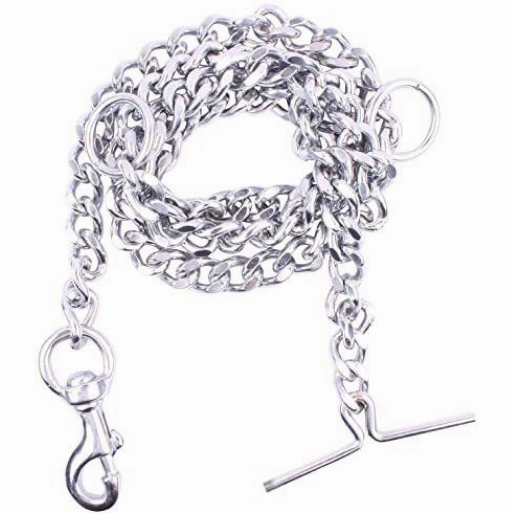 Chullbull Nylon Collar and Heavy Chain Leash for Dogs (Blue)