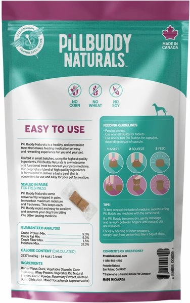 Complete Natural Nutrition Pill Buddy Naturals Grilled Duck Pill Hiding Treats for Dogs