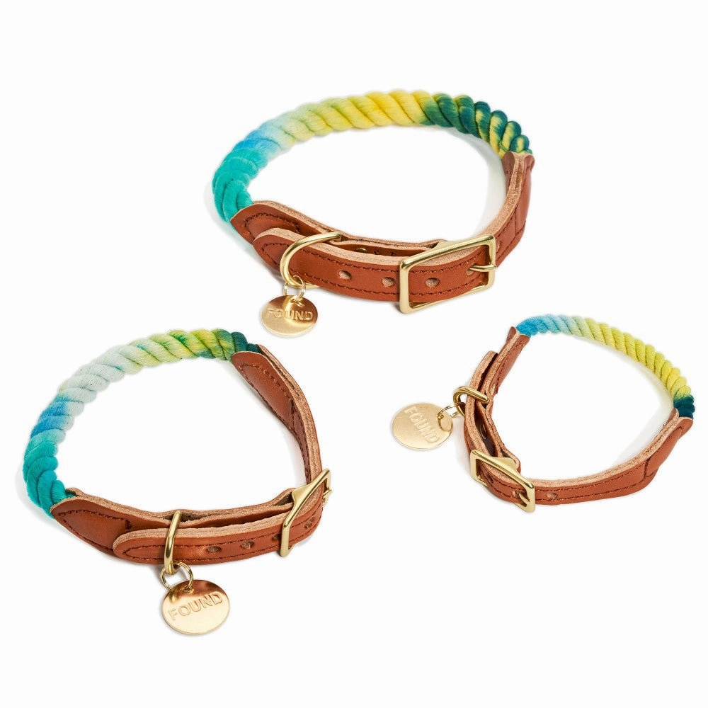 Cotton Rope Dog Collar Azure Ombre