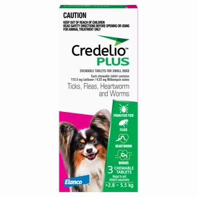 Credelio Plus - Chewable Tablets for Small Dogs (2.5-5.5kg) (3pk)